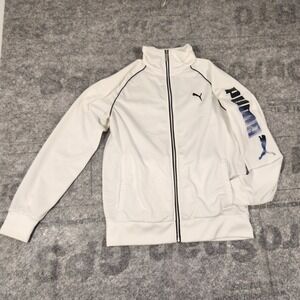 Puma Sweatshirt Men's Medium White Zippered Graphic Puma Logo Long sleeve soft